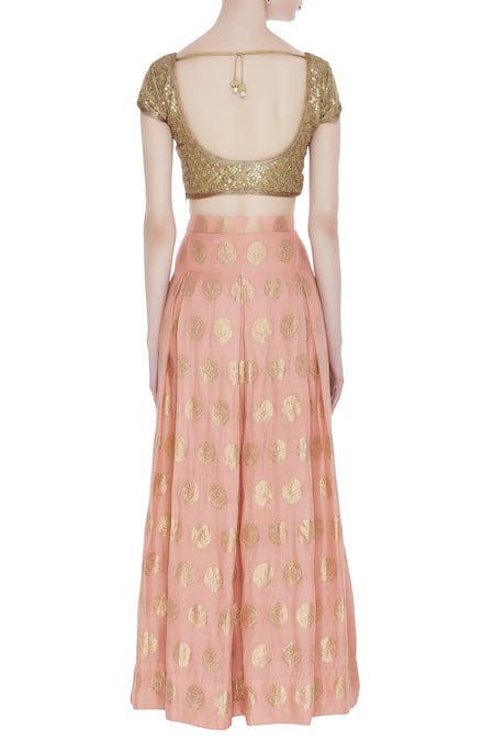 Pranay Baidya Sequin embroidered blouse with banarasi lehenga & dupatta 