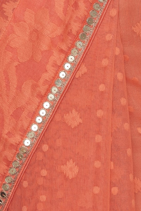 Pranay Baidya_Cream , Silk Floral Round Saree With Embroidered Blouse_at_Aza_Fashions