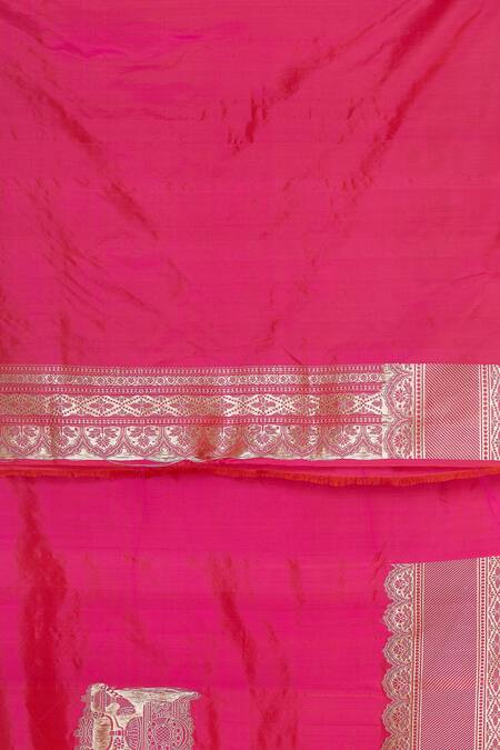 Shop_Sailesh Singhania_Pink Mulberry Silk Banarasi Woven Saree With Unstitched Blouse_Online_at_Aza_Fashions