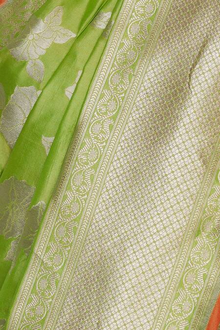 Shop_Sailesh Singhania_Green Handwoven Pure Mulberry Silk Saree_Online_at_Aza_Fashions