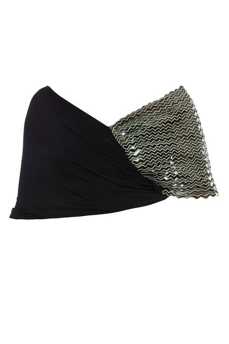 Shop_Reeti Arneja_Black Applique Work Organza Lehenga Set_Online_at_Aza_Fashions