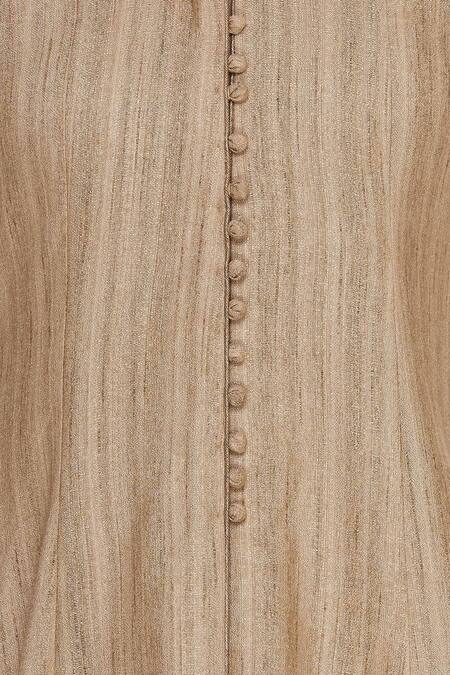 Vandana Sethi_Beige Round Embroidered Kurta Lehenga Set_at_Aza_Fashions