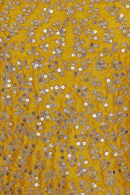 Vandana Sethi_Yellow Raw Silk Cutdana, Beads Round Sequin Embroidered Kurta And Sharara Set_at_Aza_Fashions