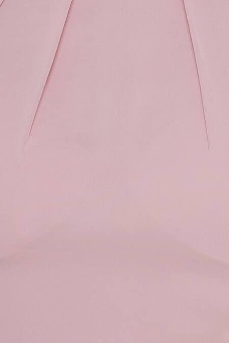 Pooja Peshoria_Pink Georgette, Shantoon Cutdana, Beads Embroidered Asymmetrical Kurta Set_at_Aza_Fashions