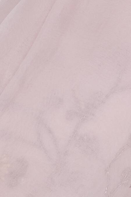 Pooja Peshoria Pink Organza Embroidered Floral Mukaish Saree With Cutdana Embellished Blouse at Aza Fashions Pooja Peshoria_Pink Organza Embroidered Floral Mukaish Saree With Cutdana Embellished Blouse _at_Aza_Fashions