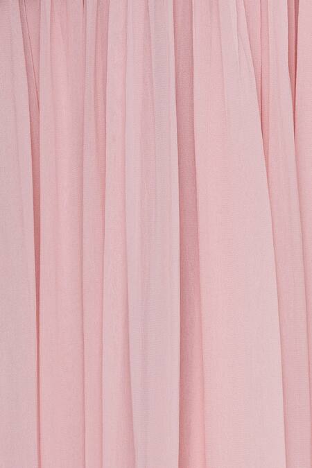 Pooja Peshoria_Pink Georgette Embroidered Cutdana Embellished Lehenga Set With Draped Dupatta _at_Aza_Fashions