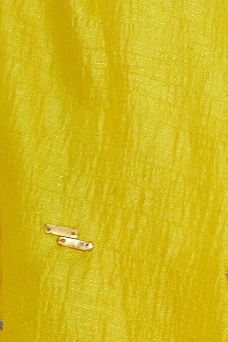 Divya Kanakia_Yellow Silk, Crepe Blend Glass Pipe Sweetheart Embellished Tunic _at_Aza_Fashions