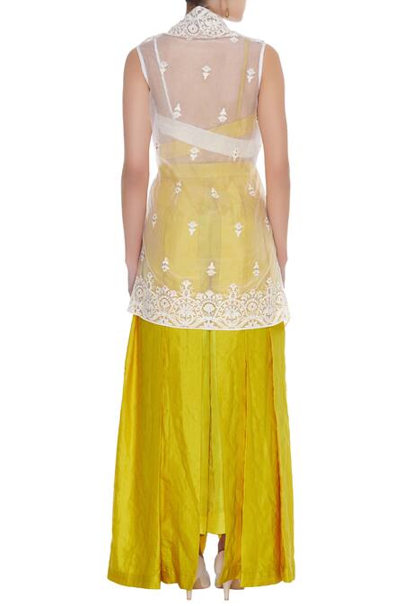 Shop Divya Kanakia White Embroidered Palazzo And Cape Set at Aza Fashions Shop_Divya Kanakia_White Embroidered Palazzo And Cape Set_at_Aza_Fashions