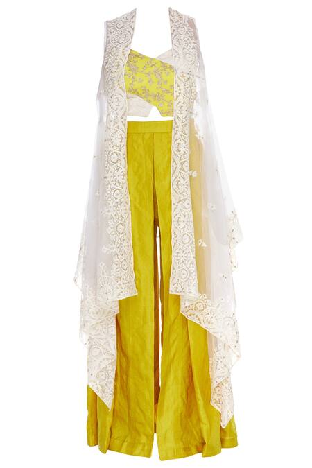 Buy Divya Kanakia White Embroidered Palazzo And Cape Set Online at Aza Fashions Buy_Divya Kanakia_White Embroidered Palazzo And Cape Set_Online_at_Aza_Fashions