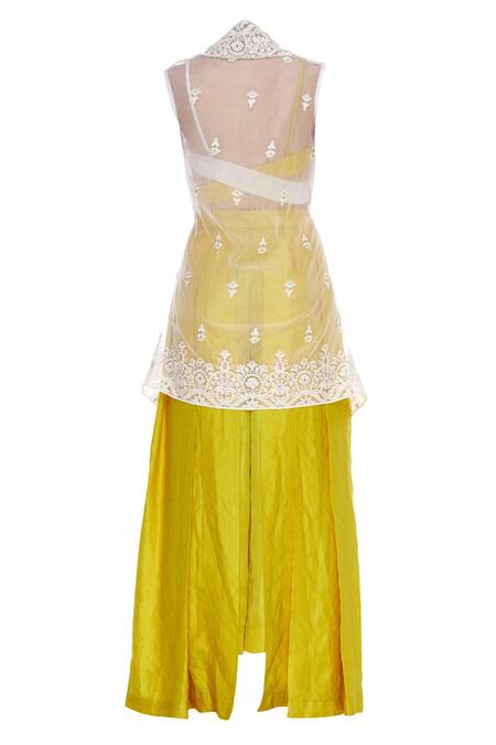 Shop Divya Kanakia White Embroidered Palazzo And Cape Set Online at Aza Fashions Shop_Divya Kanakia_White Embroidered Palazzo And Cape Set_Online_at_Aza_Fashions