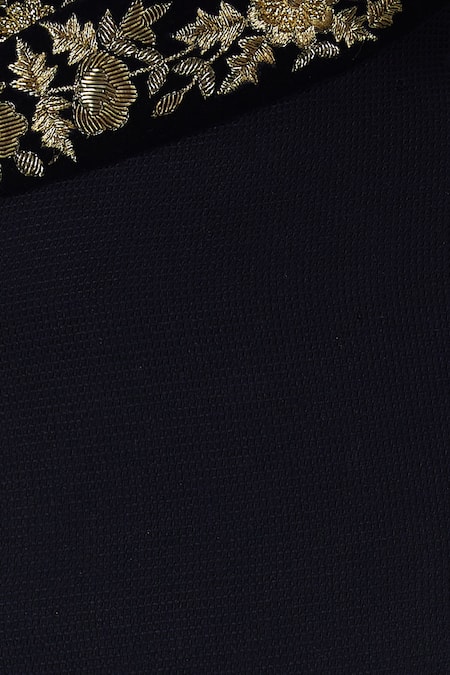 Sol By Piyush Dedhia_Blue Stretch Texture Embellished Overlap Sherwani Set  _at_Aza_Fashions