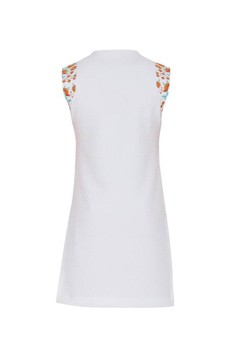 Shop_Sol By Piyush Dedhia_Off White Stretch Texture Embroidered Floral Sleeveless Jacket  _Online_at_Aza_Fashions