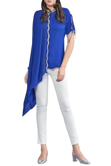 Limerick by Abirr N' Nanki Asymmetric Draped Blouse 