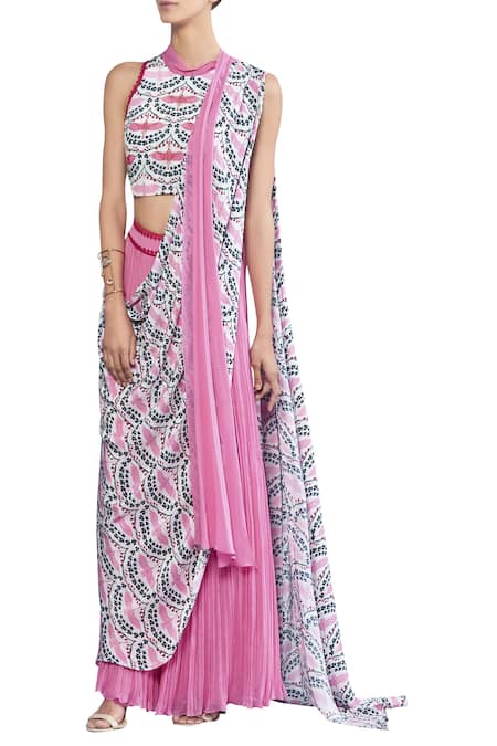 Limerick by Abirr N' Nanki Printed Pre Draped Pant Saree 