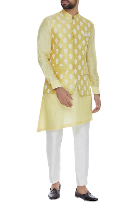 Aqube by Amber Raw silk embroidered nehru jacket 