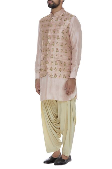 Aqube By Amber Pink Raw Silk Embroidered Bundi Online at Aza Fashions Aqube By Amber_Pink Raw Silk Embroidered Bundi_Online_at_Aza_Fashions