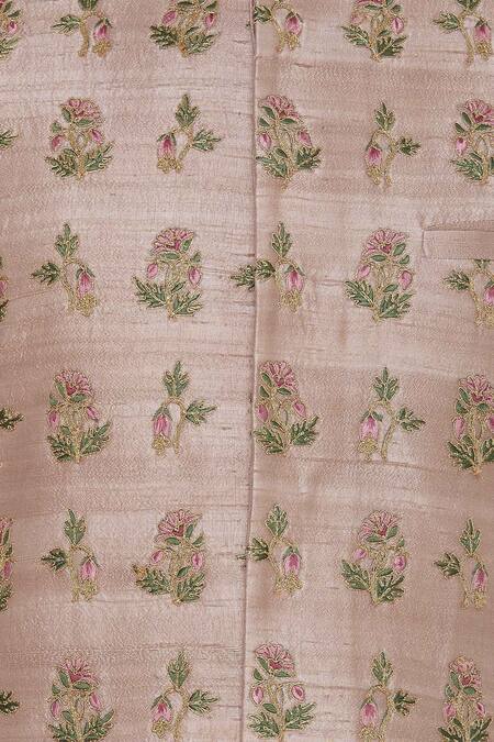 Shop Aqube By Amber Pink Raw Silk Embroidered Bundi Online at Aza Fashions Shop_Aqube By Amber_Pink Raw Silk Embroidered Bundi_Online_at_Aza_Fashions