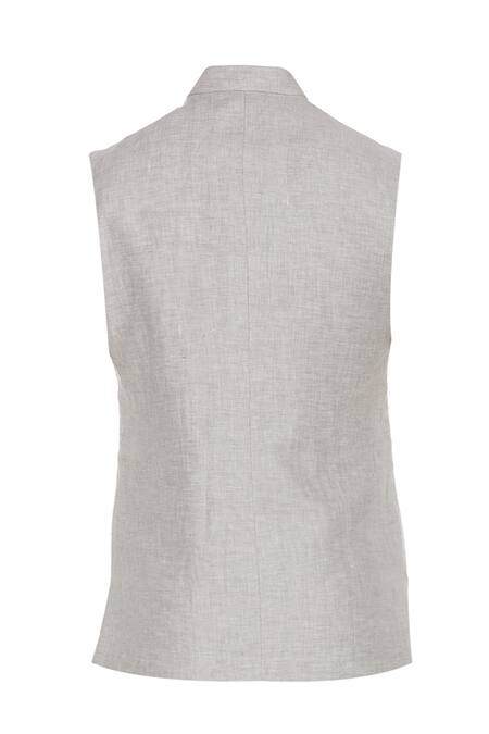 Shop Aqube By Amber Beige Linen Embroidered Floral Nehru Jacket With Elephant Motif Online at Aza Fashions Shop_Aqube By Amber_Beige Linen Embroidered Floral Nehru Jacket With Elephant Motif_Online_at_Aza_Fashions