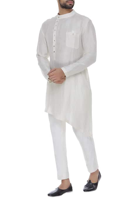 Aqube by Amber Satin linen asymmetric kurta 