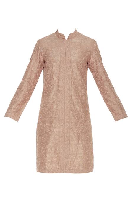 Buy_Aqube By Amber_Pink Raw Silk Embroidered Floral Paisley Kurta_Online_at_Aza_Fashions