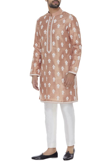 Aqube by Amber Cord embroidered raw silk kurta 