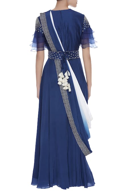 Eclat By Prerika Jalan Embroidered top with skirt and drape 