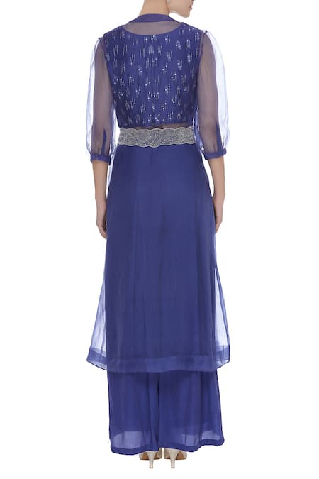 Eclat By Prerika Jalan Chanderi silk jacket pant set 