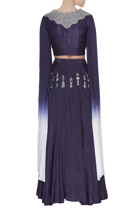 Eclat By Prerika Jalan Draped Sleeves Crop Top & Skirt 