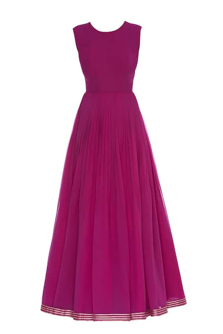 Shop_Vvani By Vani Vats_Wine Hand Embroidered Anarkali Kurta Set_Online_at_Aza_Fashions