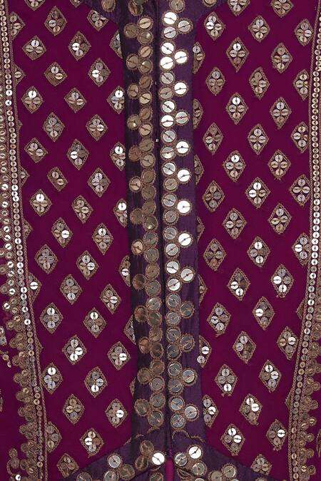 Vvani By Vani Vats_Wine Hand Embroidered Anarkali Kurta Set_at_Aza_Fashions