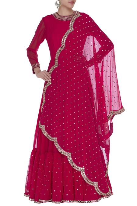 Vvani by Vani Vats Pink Sequin Embroidered Anarkali Kurta Set