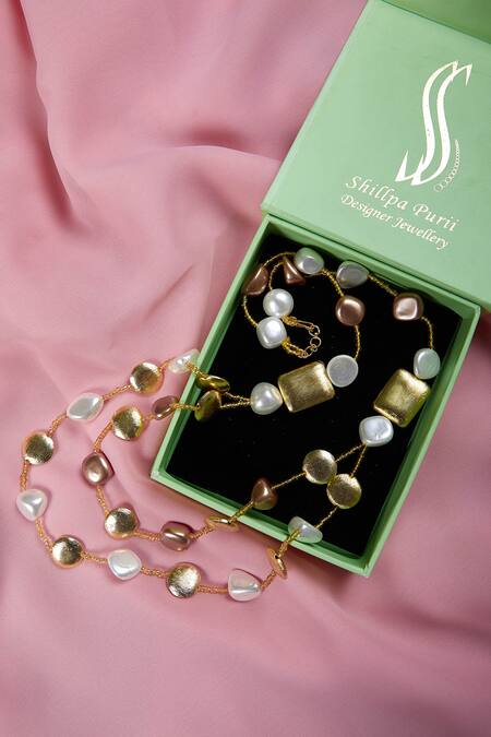 Buy_Shillpa Purii Designer Jewellery_Gold Plated Double Layer Necklace _Online_at_Aza_Fashions