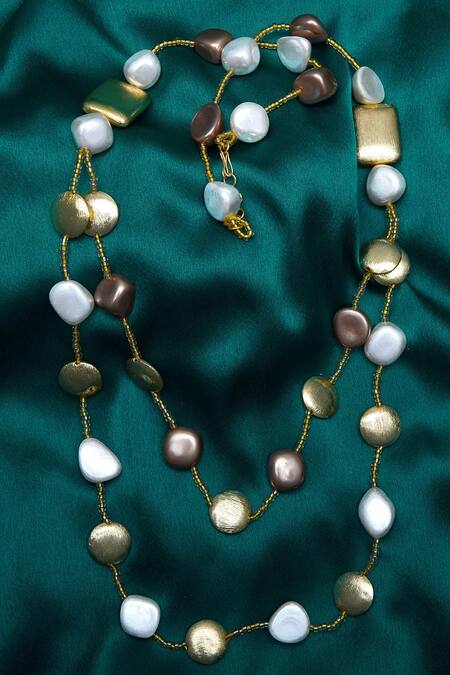 Shillpa Purii Designer Jewellery_Gold Plated Double Layer Necklace _Online_at_Aza_Fashions