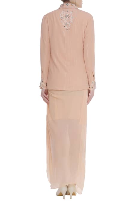 Priyanka Singh Embroidered full sleeves shirt and draped skirt 