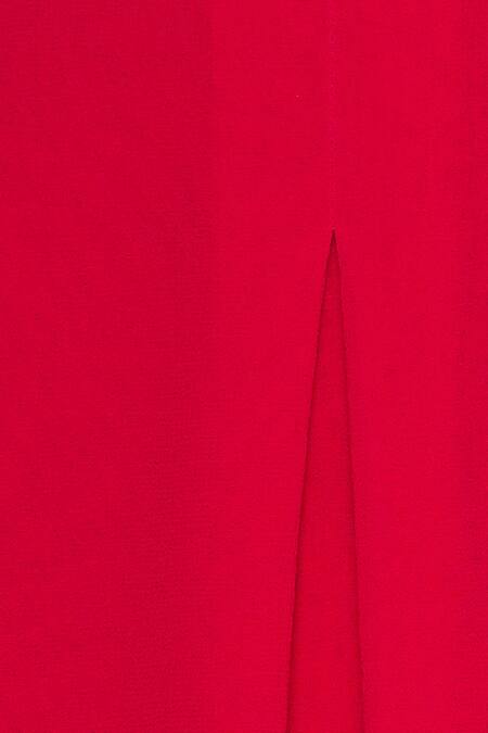 Madzin Red Georgette Silk Floral Motif Embroidered Kurta With Dhoti Pants And Dupatta at Aza Fashions Madzin_Red Georgette Silk Floral Motif Embroidered Kurta With Dhoti Pants And Dupatta_at_Aza_Fashions