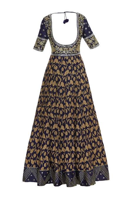 Shop Neha Khullar Blue Organza, Chanderi Silk, Banarasi Embroidered Anarkali Kurta With Dupatta Online at Aza Fashions Shop_Neha Khullar_Blue Organza, Chanderi Silk, Banarasi Embroidered Anarkali Kurta With Dupatta _Online_at_Aza_Fashions