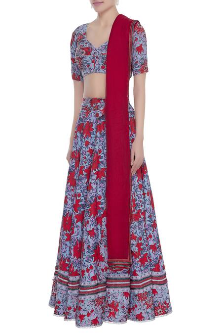 Buy Surendri Blue Chanderi Embroidered Zari Hexagon Lehenga Set Online at Aza Fashions Buy_Surendri_Blue Chanderi Embroidered Zari Hexagon Lehenga Set_Online_at_Aza_Fashions