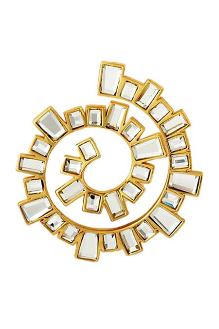 Isharya_Gold Plated Mirror Spiral Earrings _Online_at_Aza_Fashions