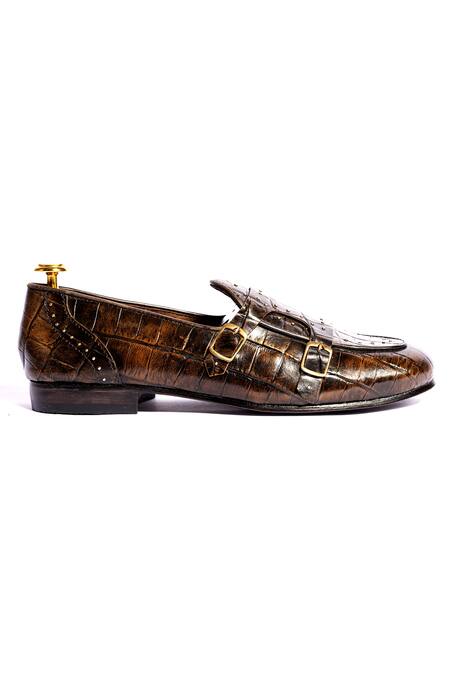 Buy Artimen Brown Studs Textured Pattern Leather Oxfords Online at Aza Fashions Buy_Artimen_Brown Studs Textured Pattern Leather Oxfords_Online_at_Aza_Fashions