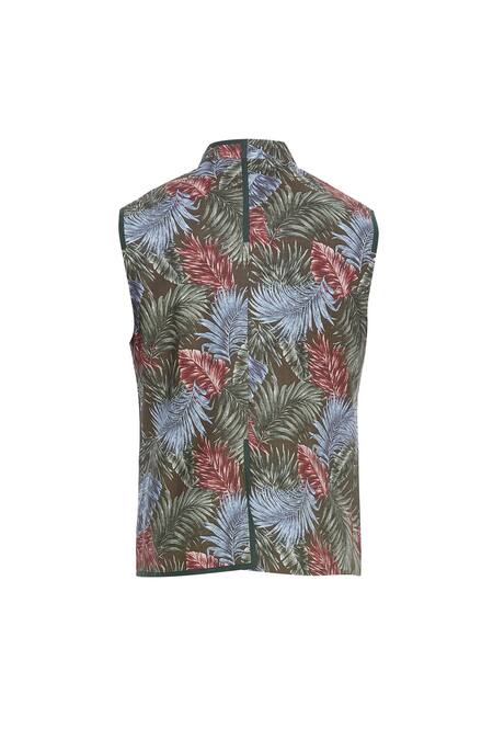 Shop_Khanijo_Multi Color Linen Printed Bundi _Online_at_Aza_Fashions