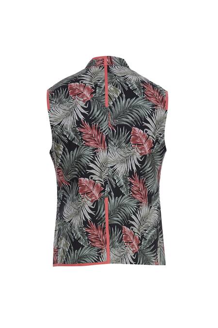 Shop_Khanijo_Multi Color Linen Printed Bundi _Online_at_Aza_Fashions