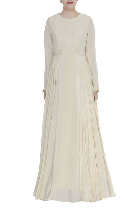 Shop Bhumika Sharma Off White Anarkali Gown With Embroidered Cape Online at Aza Fashions Shop_Bhumika Sharma_Off White Anarkali Gown With Embroidered Cape_Online_at_Aza_Fashions