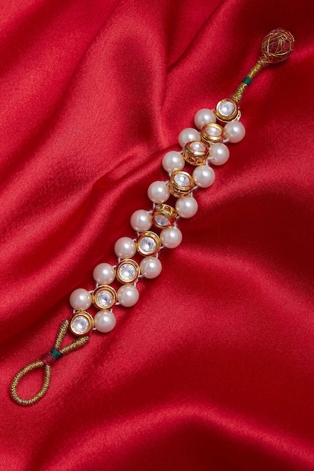 Gold Plated Pearl Bracelet FREE SIZE – AshokaSundari Jewels