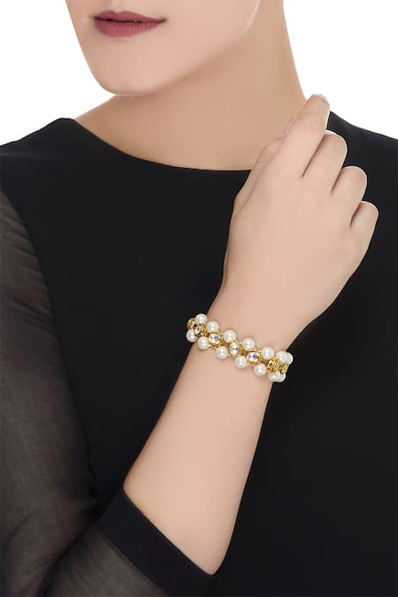 Super Light Weight Gold Pearl Cz Cudd Kada Bangle Bracelet – ZIVOM