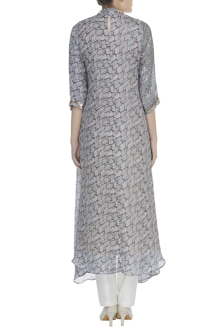 Zeel Doshi Printed asymmetric tunic with embroidery 