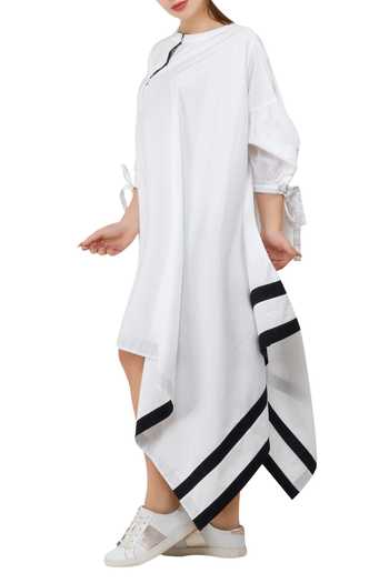 navy blue dress for baby girl Tímea White Asymmetrical Mini Shirt Dress main image 0