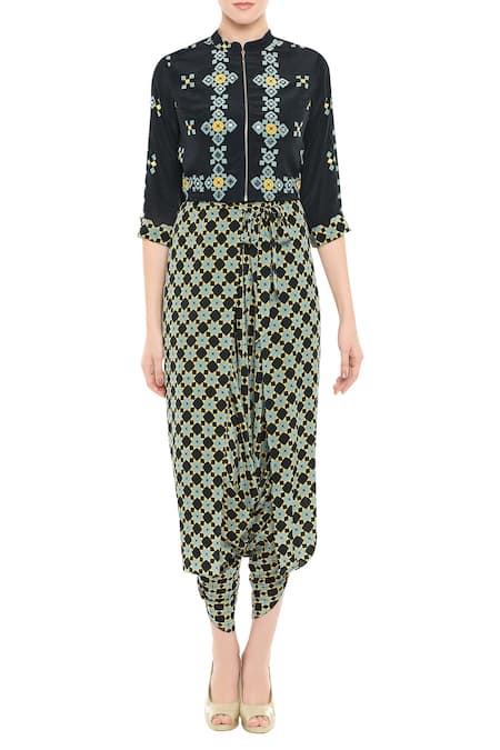 Soup By Sougat Paul Printed Jumpsuit With Jacket 