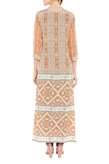 Soup By Sougat Paul Geometric Print Jacket & Draped Jumpsuit 