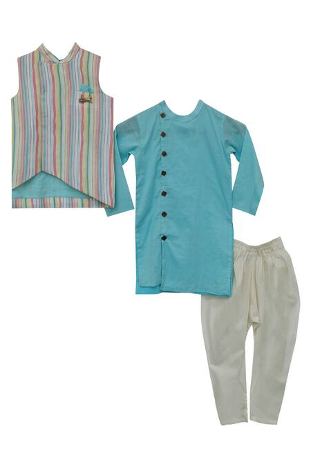 Buy Fayon Kids Blue , Satin Stripe Nehru Jacket With Kurta And Churidar Online at Aza Fashions Buy_Fayon Kids_Blue , Satin Stripe Nehru Jacket With Kurta And Churidar _Online_at_Aza_Fashions