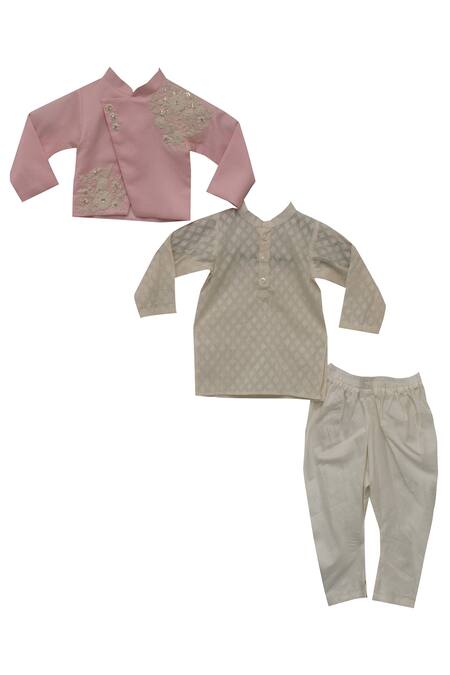 Buy Fayon Kids Pink Cotton, Silk Embroidery Jacket With Kurta And Churidar Online at Aza Fashions Buy_Fayon Kids_Pink Cotton, Silk Embroidery Jacket With Kurta And Churidar _Online_at_Aza_Fashions